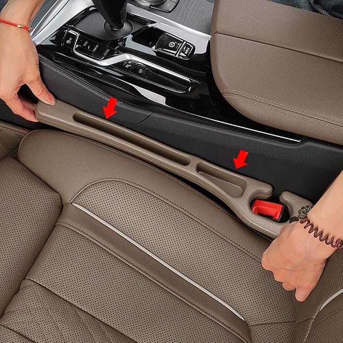 Car Seat Gap Filler Organizer Universal for Car SUV Truck Accessories Seat Gap Plug Blocker with Storage Slot Brown 2 Pack