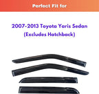 KPY Rain Guards Fit for 2007-2013 Toyota Yaris Sedan, Out-Channel Window Visors Vent Wind Deflectors 4PC, Car Accessories for 07-13 Yaris Sedan (Excludes Hatchback)