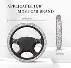 Blue Flower Steering Wheel Cover - Cute Anti-Slip Breathable Universal 14-15 in 2 Car Coasters for Men Women Beautiful Blue Floral Steering Wheel Cover Florals