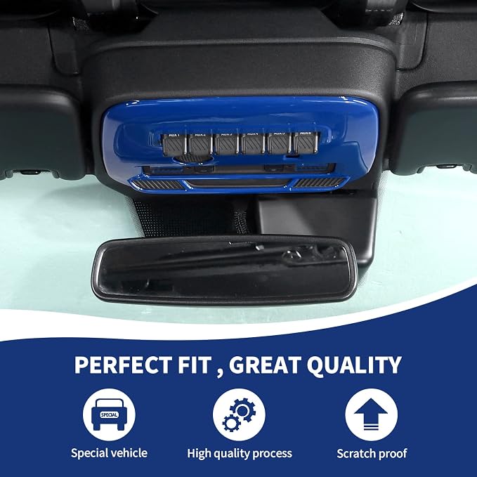 for Bronco Front Reading Light Panel Trim Cover Compatible with 2021-2025 Ford Bronco Interior Accessories 2-Door 4-Door, Blue (with AUX Switches)