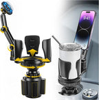 Frani Car Cup Holder Expander with Magnetic Phone Mount | Adjustable Insert Fits 2.68-4.33" Holders, 360° Adjustable Neck, Strong N52 Magnets, iPhone Samsung Compatible