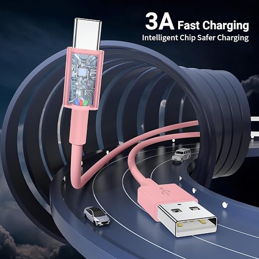 Car CarPlay Cable for iPhone 17, 16, 15 USB C Charger Cord, 3-Pack 3FT USB A to USB C Charging Cable for Apple iPhone 17/17 Pro/Air/16e/16/15 Pro Max/Plus Cord, for iPad Pro/Air,Pink