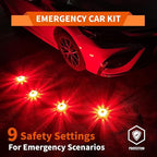 LED Road Flare Warning Light, Battery Powered Emergency Safety Kit with Hammer Whistle Gloves