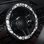 Snake Skin Steering Wheel Cover, Breathable Microfiber Leather Universal 14.5-15 inch, Anti-Slip Car Steering Wheel Protector for Women Men, Black&White