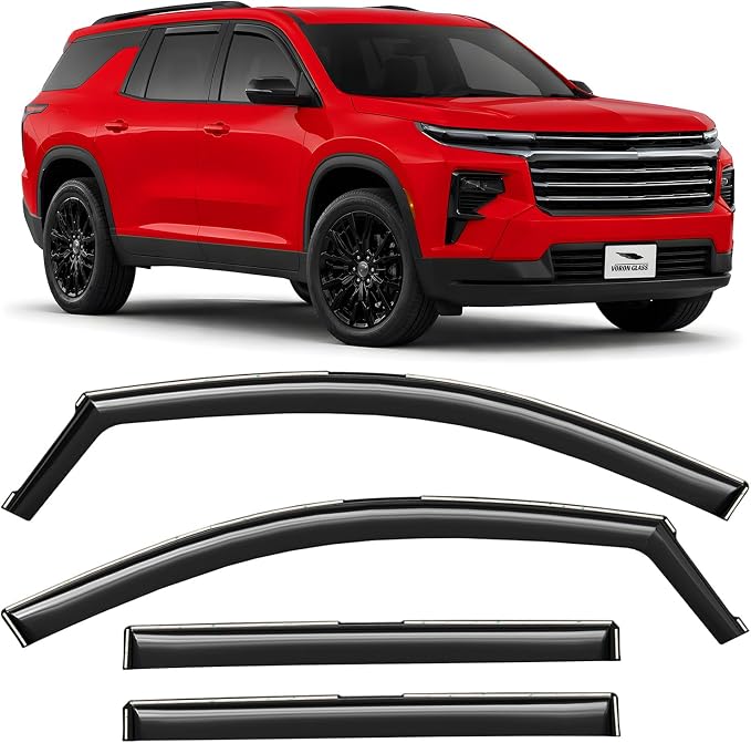 Voron Glass in-Channel Extra Durable Rain Guards for Chevrolet (Chevy) Traverse 2024-2026, Window Deflectors, Vent Window Visors, 4 Pieces - 200798