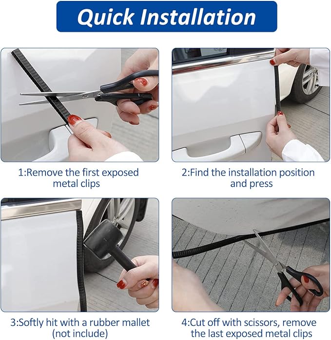 33Ft Car Door Edge Guards - Black Universal Fit Door Edge Protector, Rubber U Shape Automotive Door Trim Molding for Sedans Trucks SUV ATV - No Glue Required (Black, 33FT)