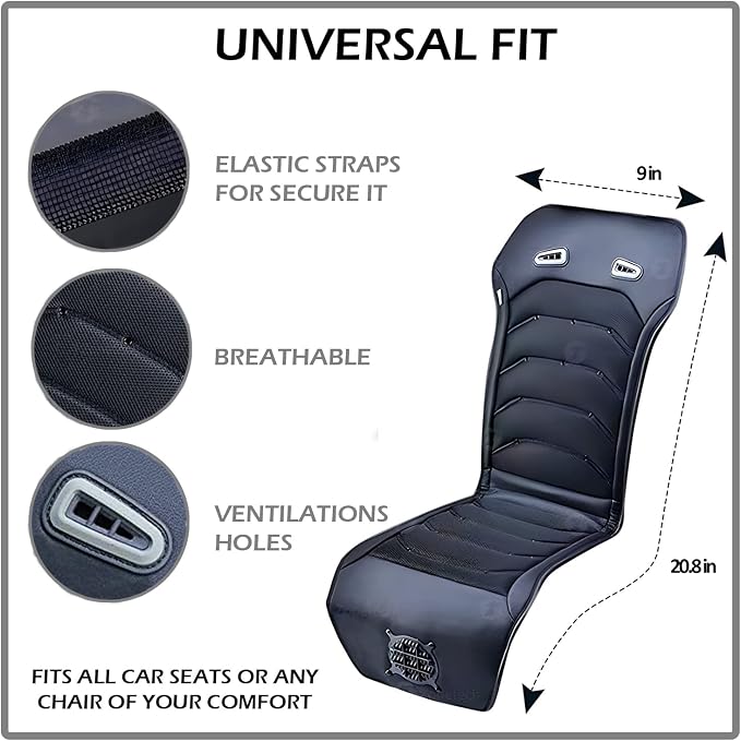 Cooling Car Seat Cushion - Black 12V Automotive Comfortable Massager Cooler Pad-Air Conditioned Air Circulation for Hot Weather