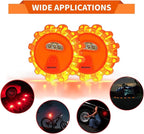 Led Road Flares 4 Pack LED Flares Emergency Kit Recharge LED Flares Light with Magnetic Roadside Safety Disc Flares Kit with Breaker Whistle for Vehicle