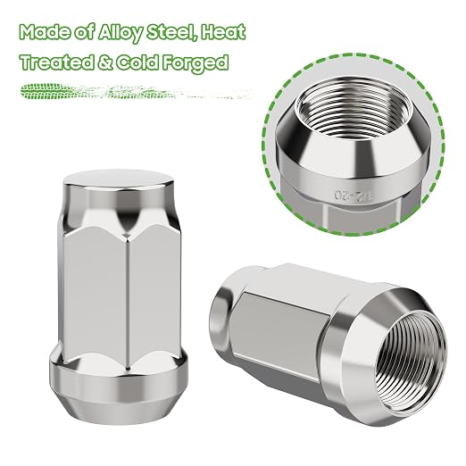 Golf Cart Wheel Lug Nuts for EZGO & Club Car, 1/2"-20 Size Chrome 16 PCS