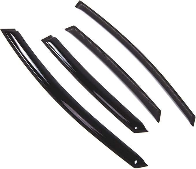 WD2-769B Dark Smoke 4 Pcs Set Window Visor (Outside Mount) Deflector Rain Guard Compatible with 2017-2018 Ford Fiesta Hatchback