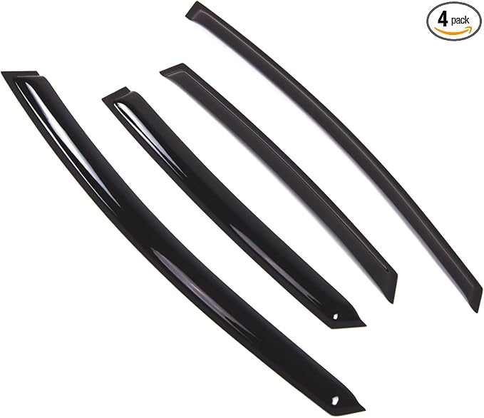 Outside Mount Window Vent Visors Rain Guards Compatible with Ford Fiesta Hatchback 2009-2016 | Side Window Wind Deflectors Rain Shields | Smoke Tinted, 4 Pcs Set, DGWV-769