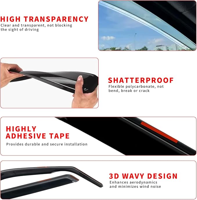 4PCS in-Channel Rain Guards Fit for Ford Maverick 2022 2023 2024 2025 2026, Front and Rear Window Visors Wind Deflectors, Vent Shade Weather Shield for 2022-2026 Maverick Accessories