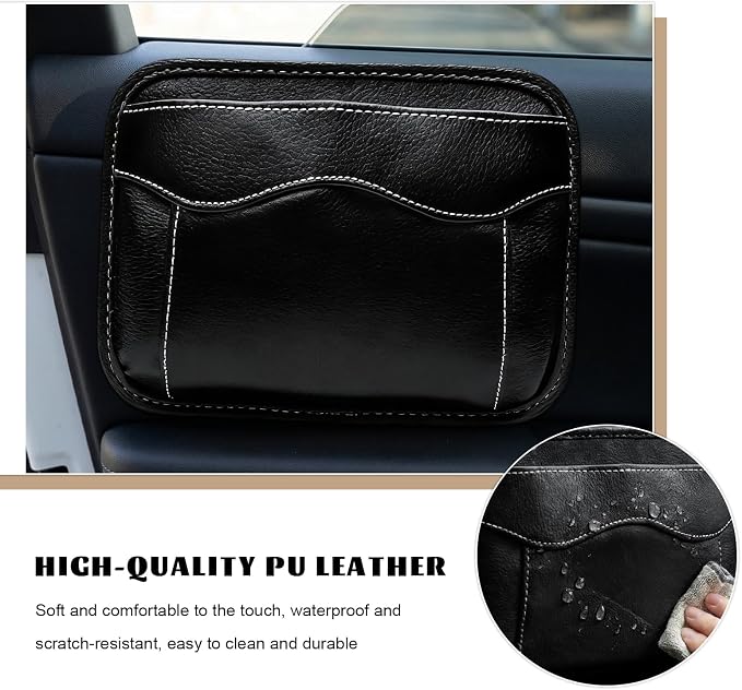 Car Seat Side Pocket Organizer, Multifunctional Auto Console Door Window Side Pocket Seats Storage Pouch, Leather Seat Gap Filler Organizer Pen Phone Holder for Most Vehicles (Black)