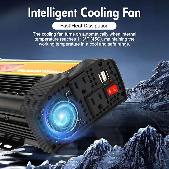 3000W Power Inverter 12v Inverter to 110V DC to AC Converter, 2 x AC Outlets and 2 x 2A USB Car Adapter Power inverters for Vehicles Camping Outdoor Yacht RV