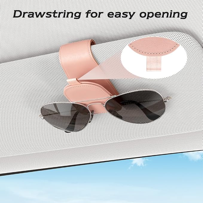 Sunglass Holder for Car Visor, Pink, 2 Packs | Suede Cloth, Magnetic, Organizer for Car Accessories