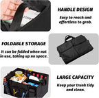 Car Trunk Organizer, Waterproof Adjustable Vehicle Storage Box, Automotive Collapsible Multi Compartment Organization Container Accessories, Universal for SUV, Sedan, Truck (Black)