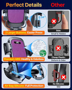 YRU [True Upgrade for Safety] Car Phone Holder Mount [Patent & Military-Grade] Dashboard Cell Phone Holder for Car Vent Windshield Phone Stand for iPhone 17 16 15 14 13 Pro Max Truck Samsung, Purple