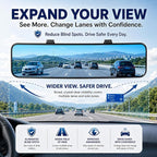 Anti Glare Wide Angle Car Rearview Mirror, 11.2'', Convex, Blue | Clip-On Panoramic Interior Rear View Mirror, Reduce Headlight Glare, Eliminate Blind Spots, Universal Fit for Cars, SUVs