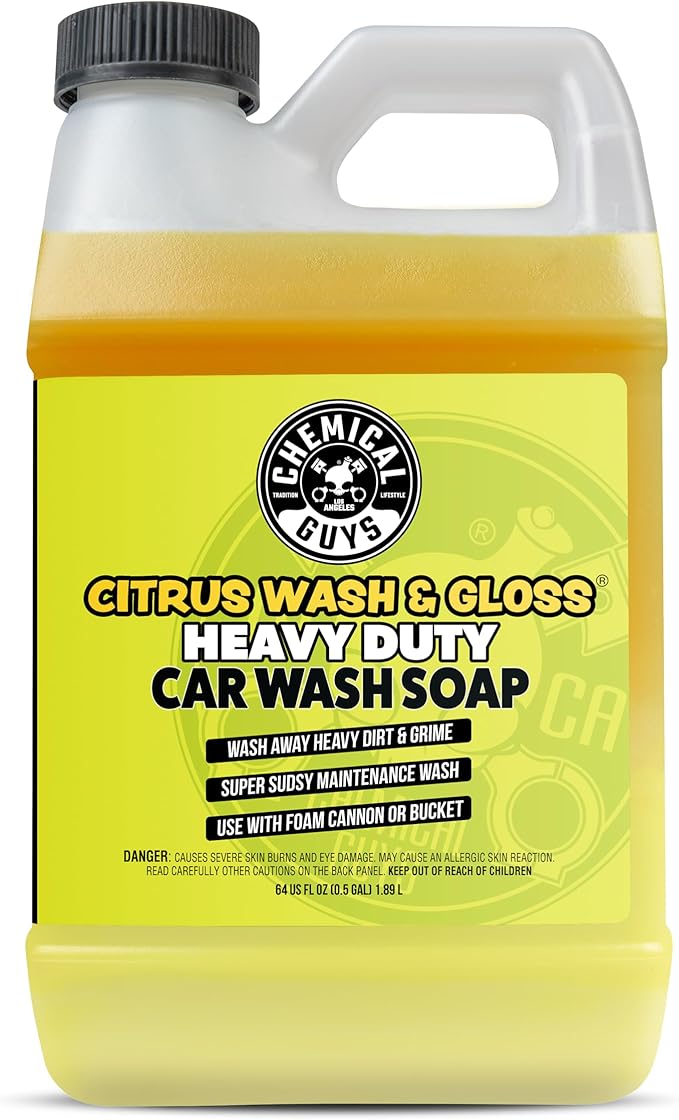 Citrus Wash & Gloss Foaming Car Wash Soap - High Suds Formula Foam Cannon Soap for Foam Blasters, or Bucket Washes - Safe on Paint, Clear Coat, and Wax, Citrus Scent - 64 oz