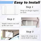 2 PCS Car Sun Visor Mirror, Cosmetic Makeup Mirrors with Straps, HD Car Interior Cosmetic Mirror, Car Accessories Universal Sun Visor Mirrors for Trucks, Cars, SUVs (White)