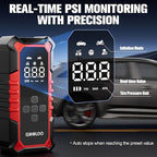 A6 Gear 160 PSI Tire Inflator Portable Air Compressor, 7500mAh Cordless Tire Inflator with Digital Pressure Gauge ＆LED Light, 3X Faster Air Pump for Car Tires, Bike,Balls, Auto Shut-Off