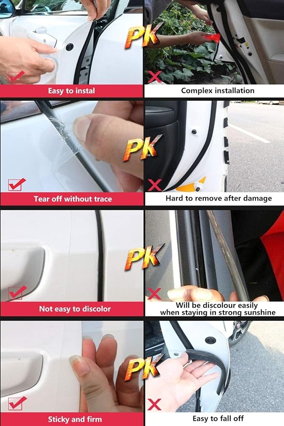 Car Door Edge Guard Invisible Automotive Door Sill Guard Protectors Anti-Scratch Adhesive Tape Waterproof Strips for Car Door Edge Protection (33Ft x 2.75", Transparent)
