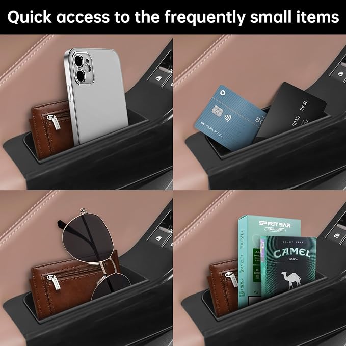 4PCS Door Grab Tray Door Organizer for Ford Explorer 2020 2021 2022 2023 2024 Front and Rear Accessories Phone Holder Container Handle Pocket Storage Box ABS Plastic, Black Mat