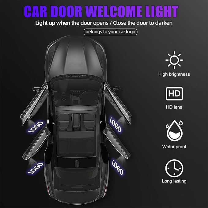 4Pcs Car Door Lights Logo Projector Compatible with LS/ES/is/LX/RX/GS/GX/RC/UX Car Accessories, No Fade HD LED Car Welcome Projector Lights, 3D Ghost Shadow Puddle Light(Blue)