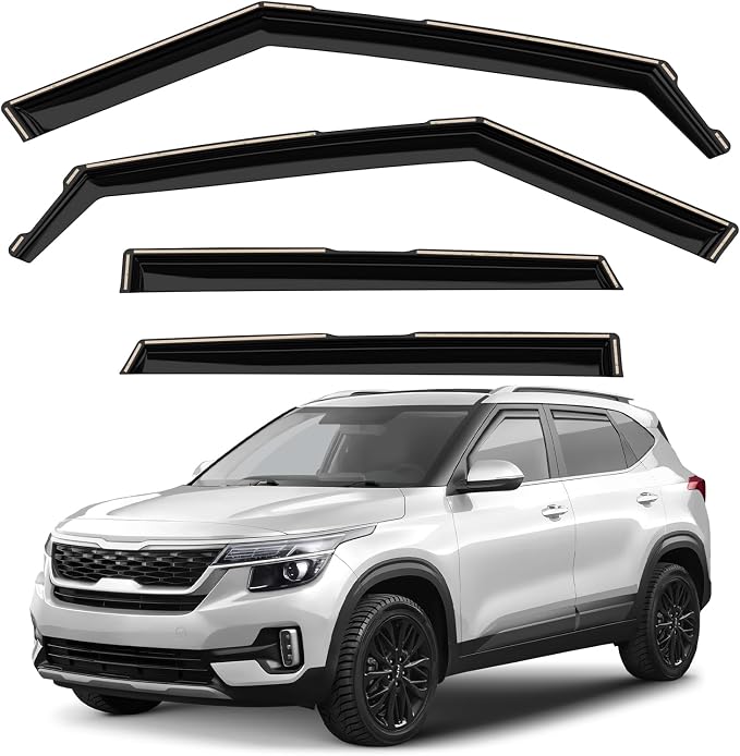 GrandWheel Window Deflectors Smoke Tinted in-Channel Side Window Vent Visor Deflectors Rain Guards Compatible with Seltos 2021-2026 - 4pcs. GW0937