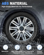 Hubcaps,15 inch hubcaps Set of 4, Wheel Rim Cover ABS Material, Snap On Car Truck SUV Replacement, for Toyota Camry Nissan Mazda etc, Black&Silver