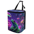 Frog Mushroom Galaxy Print Car Trash Can with Lid, Leak Proof Auto Trash Bag Hanging Vehicle Garbage Can Multipurpose Storage Container for Back Seat Road Trip