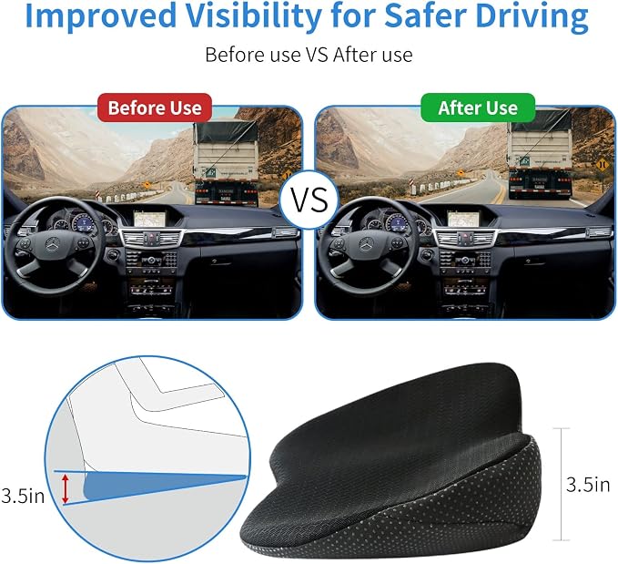 Car Seat Cushion for Car Seat Driver- Memory Foam Car Seat Cushions for Driving - Low Back & Tailbone Pain Relief Car Seat Pad (Black)