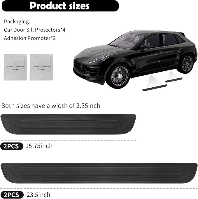 4PCS Car Door Edge Guards with 2.36" Width,Rubber Car Door Sill Protector for Doors Sills Anti-Scratch Protection,Universal Waterproof Doors Sill Protectors for Vehicles