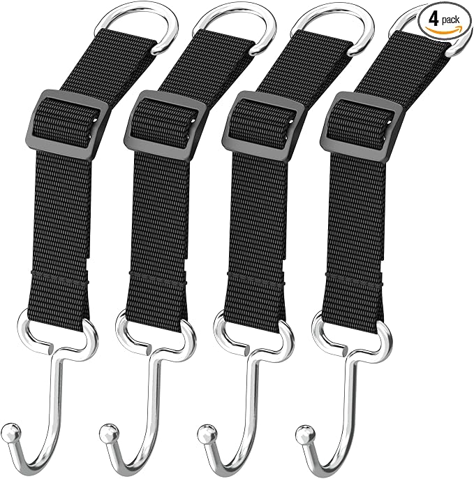 Car Headrest Hooks for Purse and Bags, 4 Pack | Adjustable Back Seat Hanger, Metal Heavy Duty, 100 lbs Capacity, Purse Holder