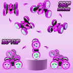 Remote Control Car for Kids, Stunt RC Cars with Cool Wheel Lights, Double-Sided Driving, 360-degree Rotation Boys & Girls Toys for Ages 6 7 8 9 10-12 Kids, Valentines, Birthday Idea