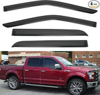 4pcs Front+Rear Smoke Tint Sun/Rain Guard Outside Mount Tape-On Vent Window Visors Compatible with 15-24 F150 17-24 F250/F350/F450/F550 Super Duty Crew (Supercrew) Cab with 4 Full Size Doors