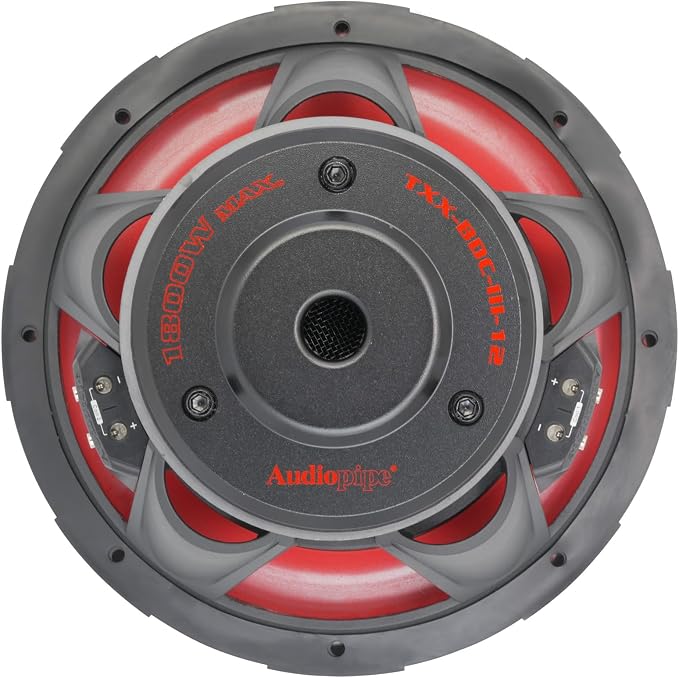 12" Triple Stack Composite Cone Subwoofer (TXX-BDC-III-12), Superior Performance, 1800W, 3 Magnets, BASV Voice Coil, Aluminum Basket, Multi-Connect, Non-Press Paper Cone, 2 x 4 Ohms