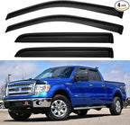 Window Rain Guards for 2009-2014 Ford F150 SuperCrew Cab, Window Vent Wind Deflectors Visors Shades for 09-14 F-150 Crew Cab