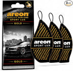 Sport Lux GOLD - Hanging Cardboard Air Freshener for Car, Home & Office - Premium Cologne Perfume with Natural Fragrances - Long Lasting, Fresh, Luxurious Scent - Stylish Design, Pack of 3