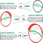 18" Convex Security Mirror Curved Safety Mirror Adjustable Traffic Road Mirror Safety Corner Mirror Blind Spot Mirror Parking Mirror For Garage Surveillance Mirror Indoor Outdoor Shop Office