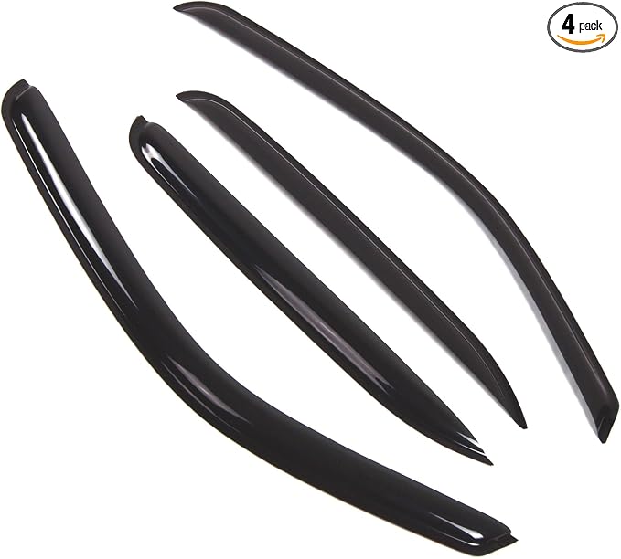 Outside Mount Window Vent Visors Rain Guards Compatible with GMC Yukon 2000-2006 | Side Window Wind Deflectors Rain Shields | Black Tinted, 4 Pcs Set, BGWV-405-2