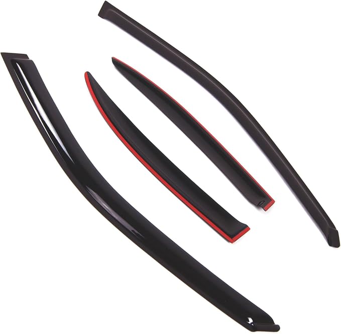 WD2-643 Dark Smoke 4 Pcs Set Window Visor (Outside Mount) Deflector Rain Guard Compatible with 2001-2004 Kia Spectra Sedan