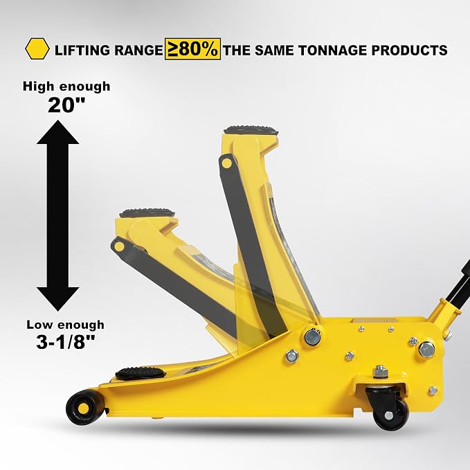 3.5 Ton Low Profile Floor Jack Quickly Lift Hydraulic Car Jack with Dual Pumps, 7700 lb Capacity