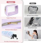 Clear Makeup Bag - TSA Approved Toiletry Bag for Carry-on & Checked Luggage, Water Resistant Car Storage Organizer with Reinforced Seams