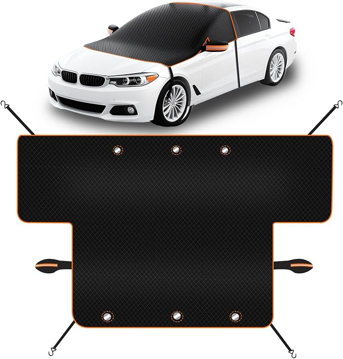 Car Windshield Snow Ice Cover with Side Mirror Covers, Oxford Fabric Windshield Snow Ice Cover with Magnetic Edges Used for Snow Protection, Rain and Sun, Fits for Most Cars, SUV(102"x45")