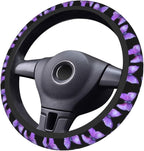 Butterfly Purple Steering Wheel Cover +2Pc Car Coasters Universal 15In | Beauty Butterfly Breathable Anti-Slip Car Suitable for Men Women