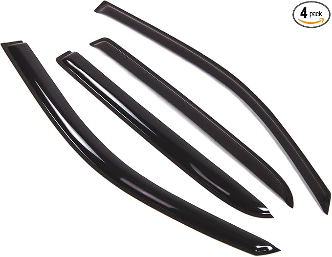 Outside Mount Window Vent Visors Rain Guards Compatible with GMC Envoy XL 2002-2009 | Side Window Wind Deflectors Rain Shields | Black Tinted, 4 Pcs Set, BGWV-054-2