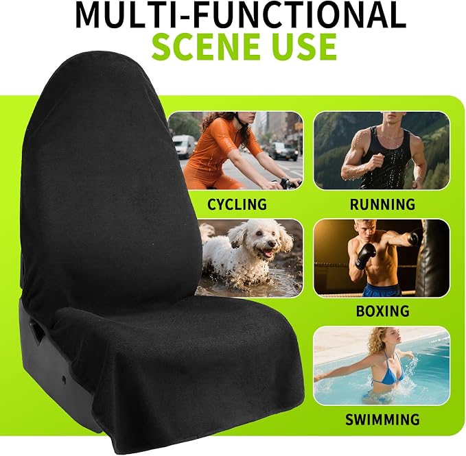 Black Waterproof Sweat Towel Seat Cover Universal Non-Slip for Car Truck SUV Seat for Dog & Kid Workout Outdoor OR Sport Activities