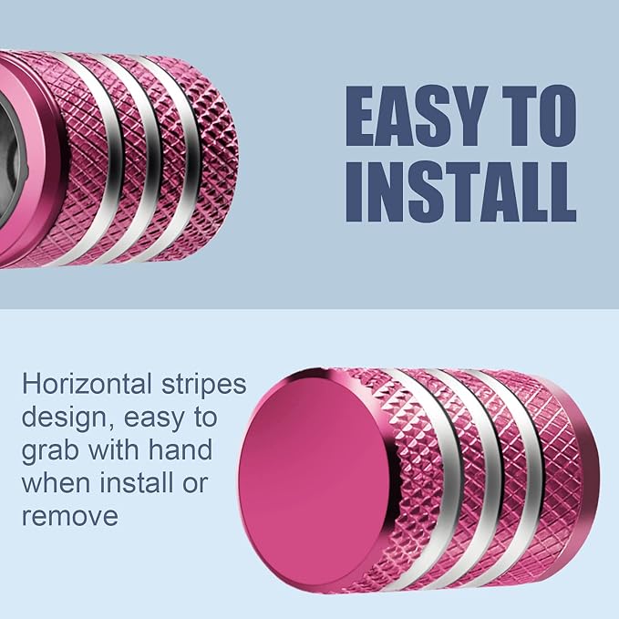 Tire Valve Stem Cap Cover - (12 Pack) Tire Air Caps Metal with Plastic Liner Corrosion Resistant Leak-Proof for Car Truck Motorcycle SUV and Bike Pink