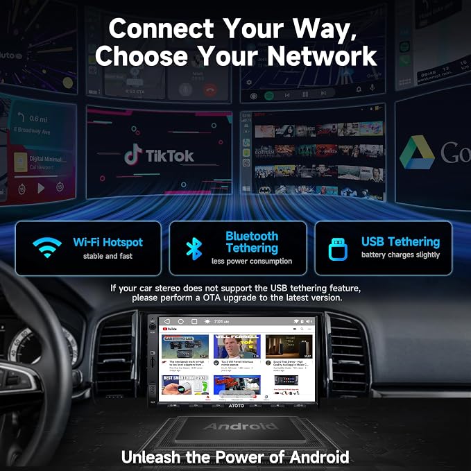 A5L 7inch Android Double DIN Car Stereo & Backup Camera, Wireless CarPlay& Android Auto Touchscreen Head Unit, WiFi/Bluetooth/USB, 2G+32G,MirrorLink, 24B-EQ DSP, FM/AM,GPS Tracking &AI Chat